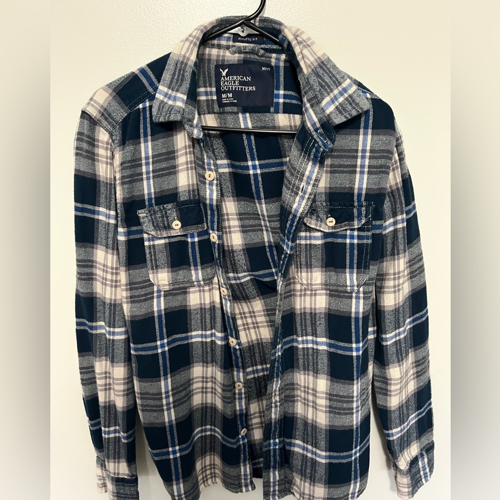 Unisex flannel- blue and white